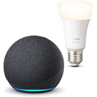Nuevo Echo Dot (4.ª generación)- Antracita + Philips Hue Bombilla Inteligente (E27)- compatible con Alexa